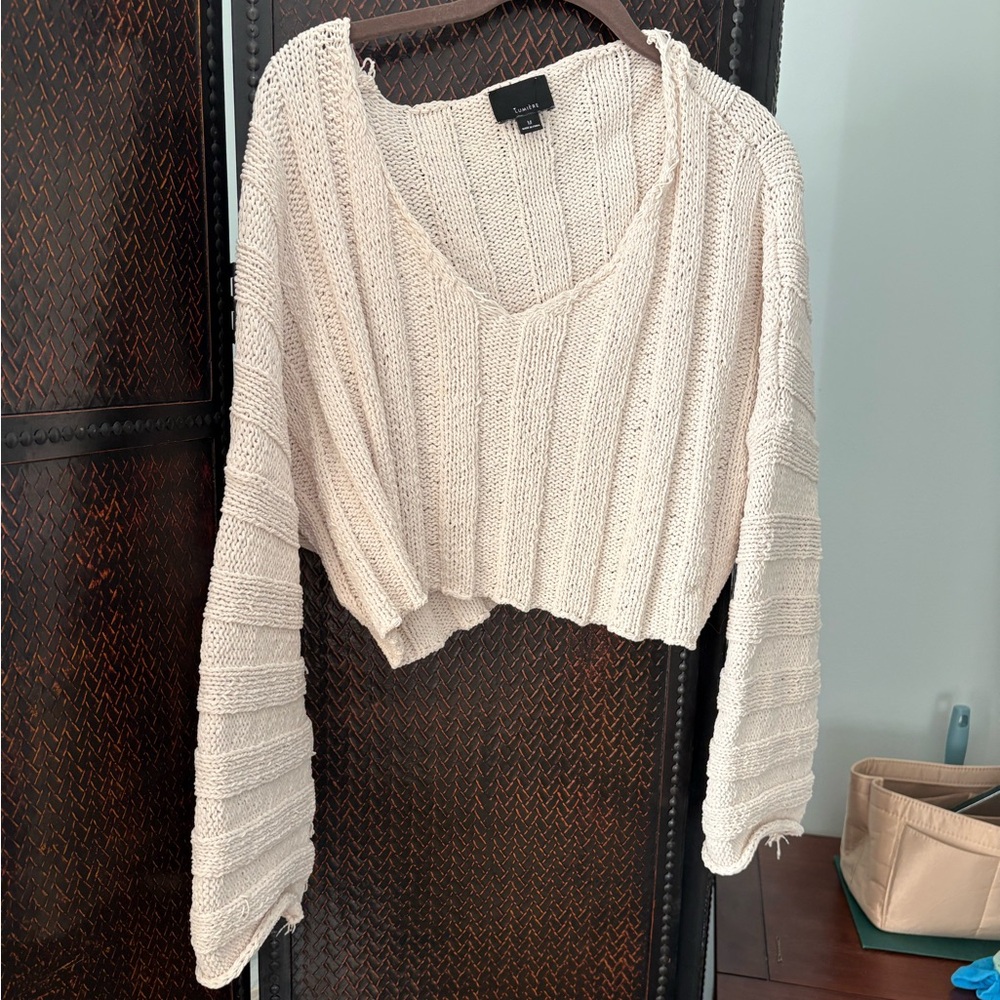 Cream Knit Cropped Sweater